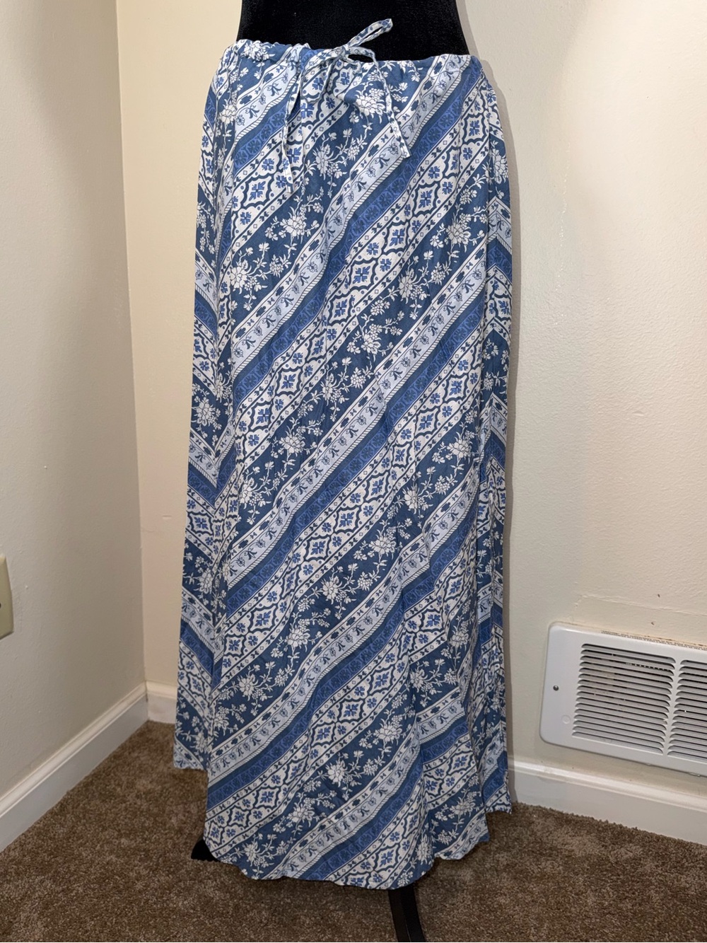 Vintage Y2K Old Navy Floral Stripes Whimsy Fairy Skirt Cotton Cottage Dainty